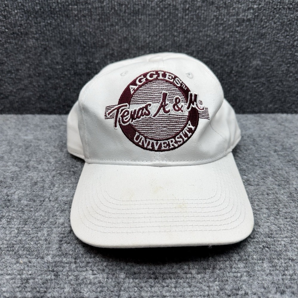 Vintage 90s The Game Texas A&M‎ Aggies Script Logo Snapback Hat White